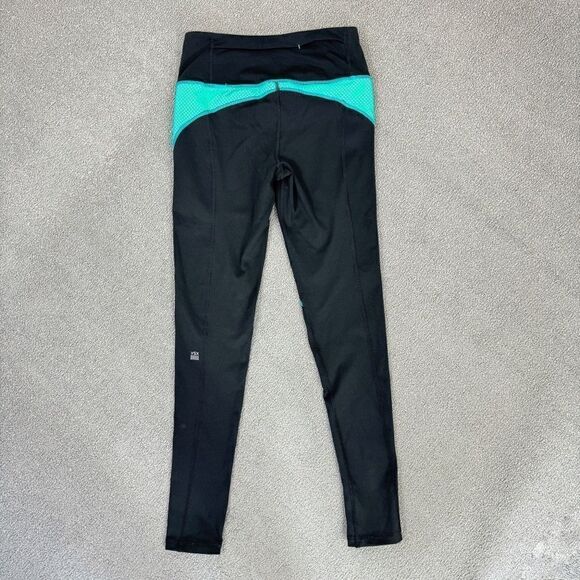 Victoria’s Secret‎ Sport Mesh Accent Ankle Leggings Black Teal Small Mid Rise - Picture 5 of 11